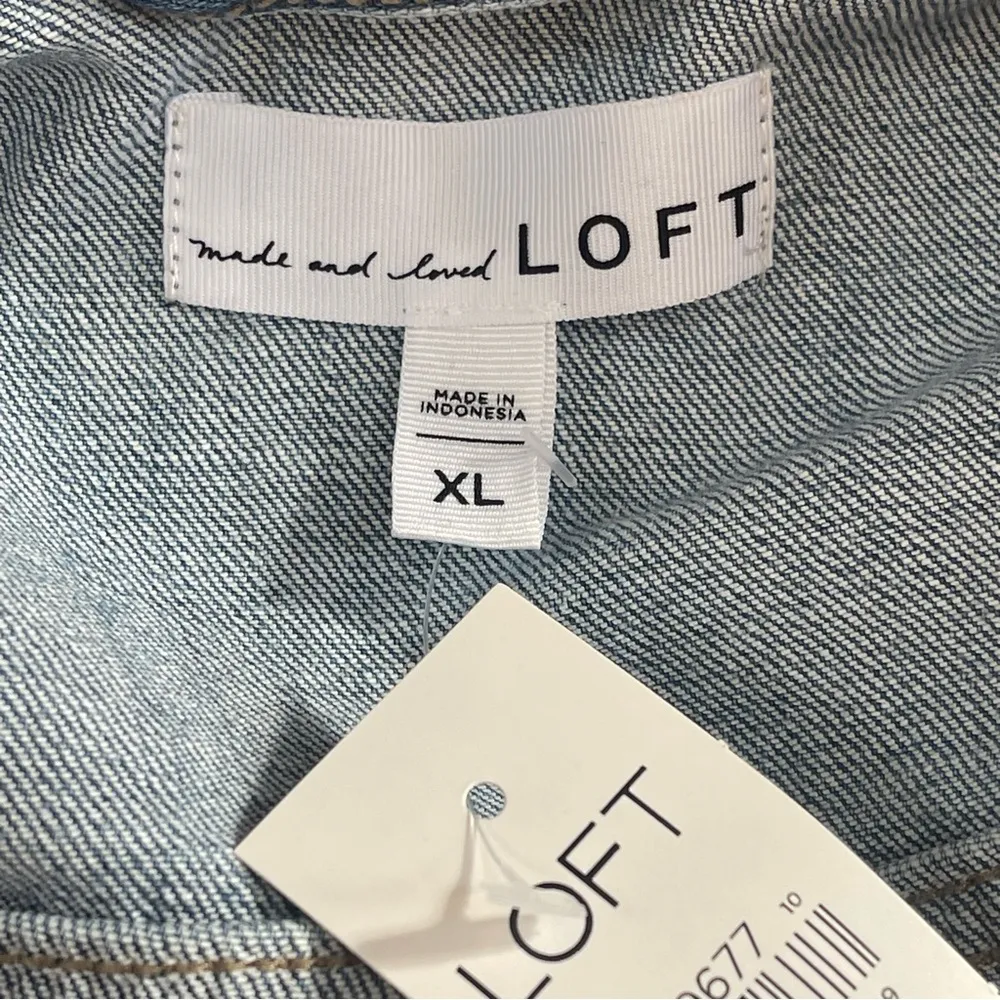 LOFT Ombre Jean Denim Jacket Blue To White Modern Distressed Size XL - Image 11