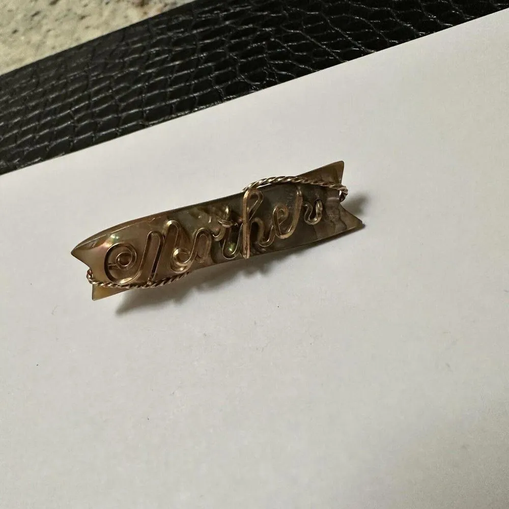 Mother Gold Tone & Abalone Shell Brooch Pin For Your Mother On Mother’s Day - Image 10