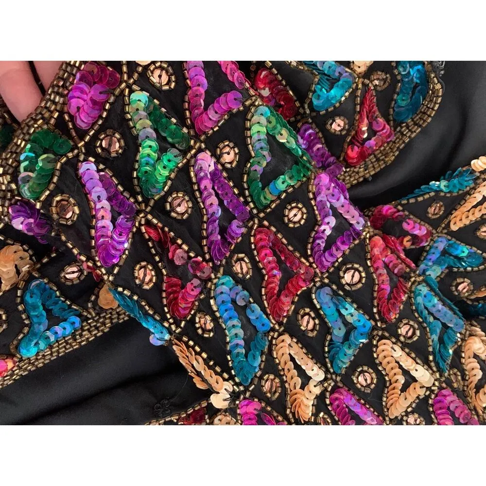 Vintage sequin Laurence Kazar blazer woman’s size medium silk rainbow - Image 7