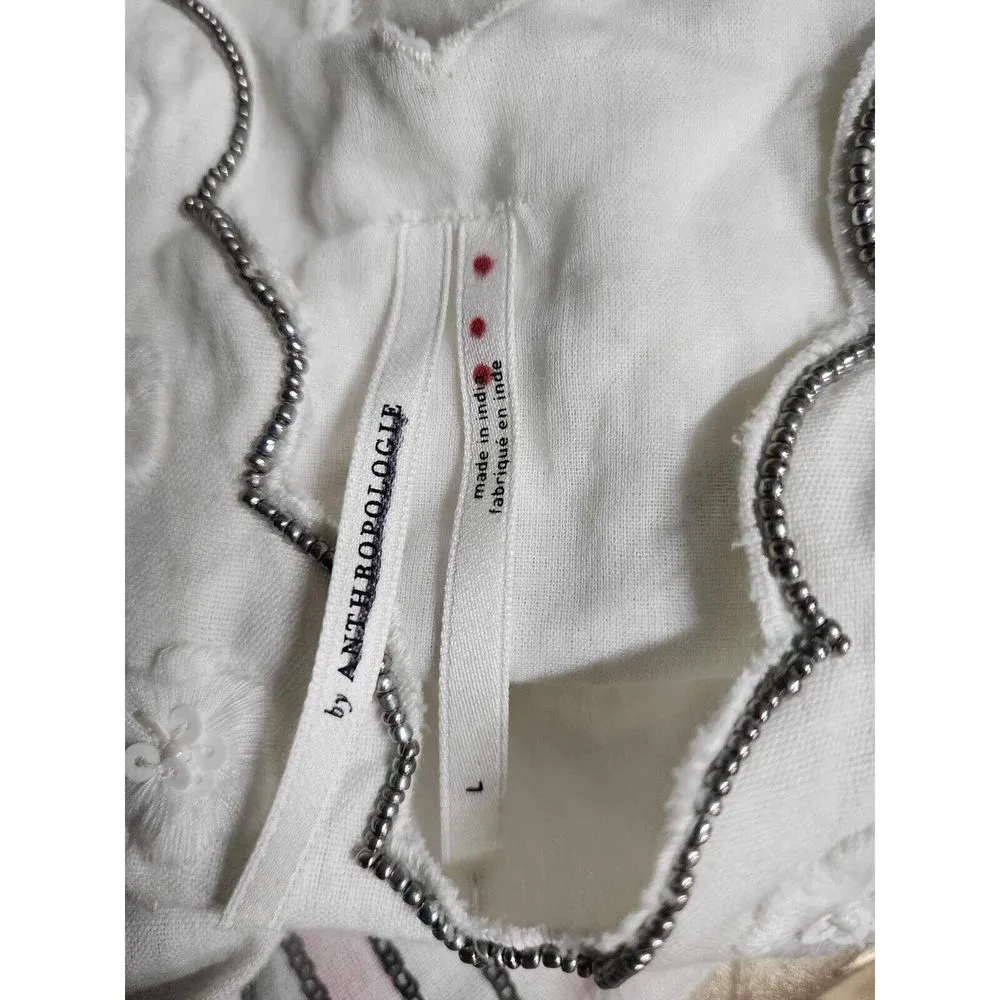 Anthropologie Amalia Lace Beaded Embroidered Blouse Size L. A44 - Image 6