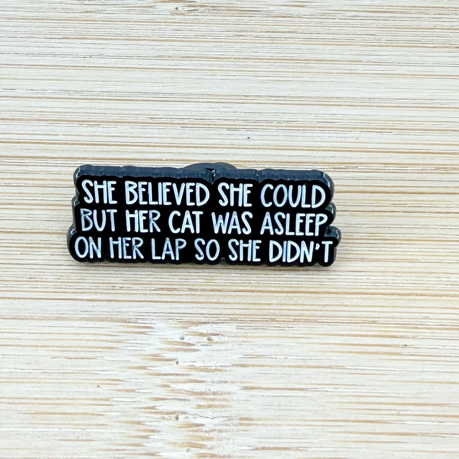 Cat Asleep On Lap Cute Enamel Pin, Cat Lover Gift Black - Image 2