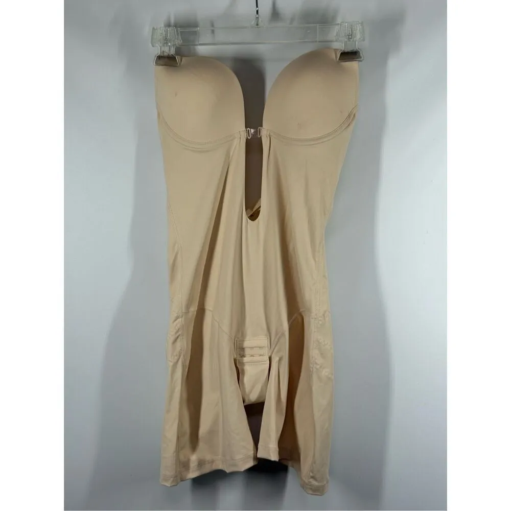 Slimers Body Shaper U Plunge Backless Mid Thigh Mesh strapless/straps size small Tan - Image 5