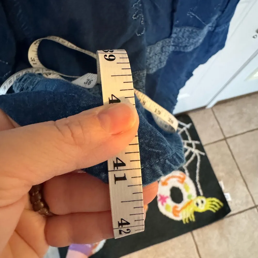 3X Option A Blue Denim Like Embroidered V neck Dress - Image 8