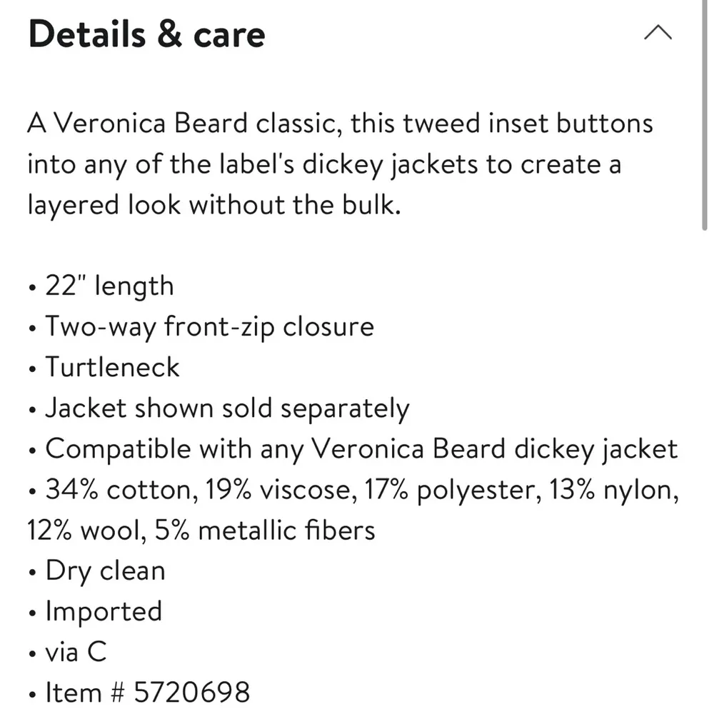 NWT Veronica Beard Adara silver multi tweed Dickey, one size - Image 7