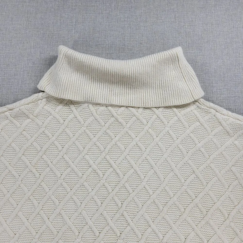 Tantrums Womens Vest One Size Ivory Wool Blend Cross Hatch Turtleneck Knit - Image 12