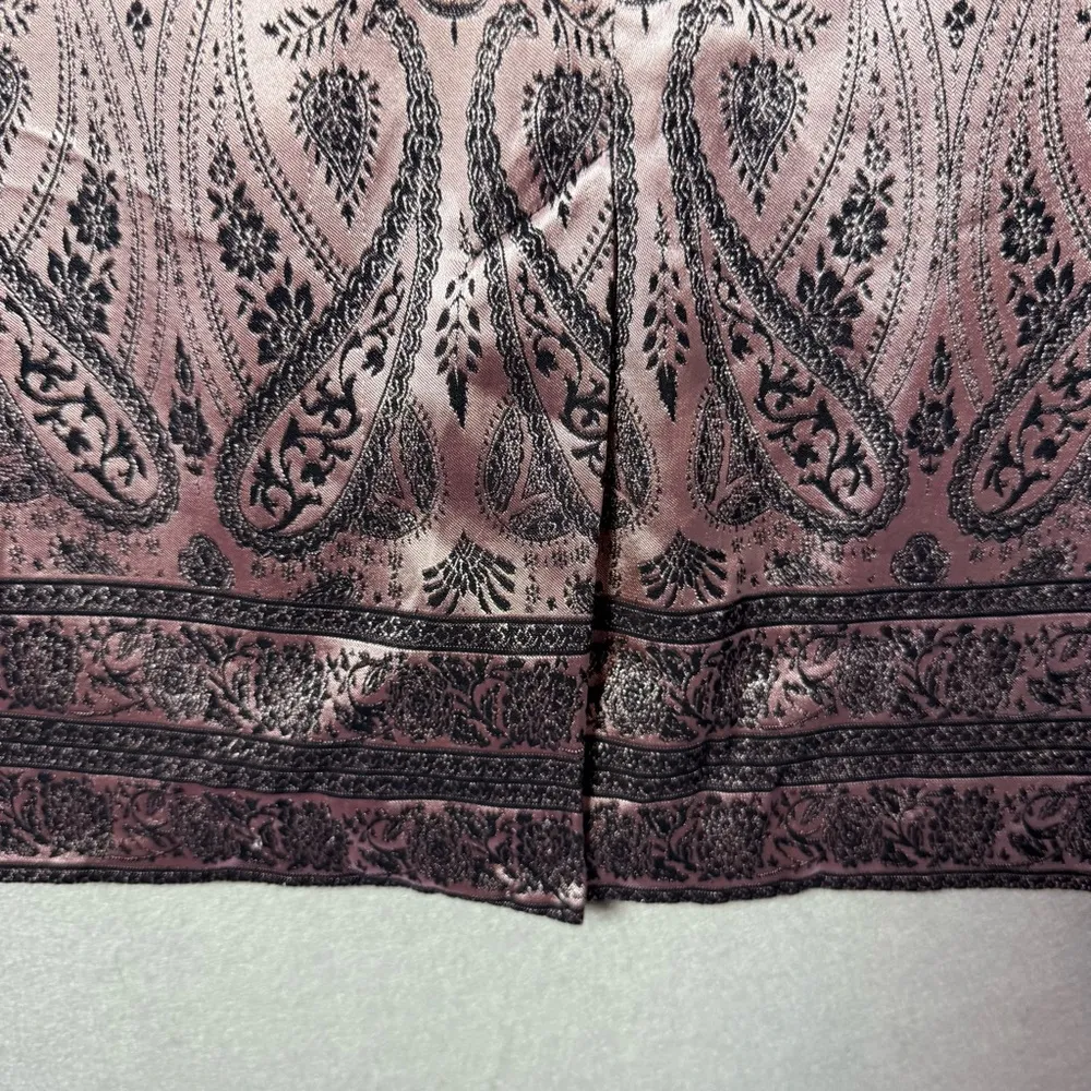 New York & Co Womens Pencil Skirt Metallic Pink/Black Stretch Lined Back Slit M Pink Size M - Image 3