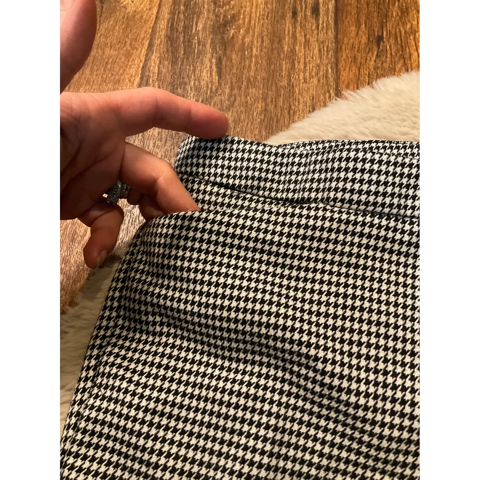 Worthington Pants Size 4 Houndstooth Print Career Straight Black White‎ Womens - Image 4