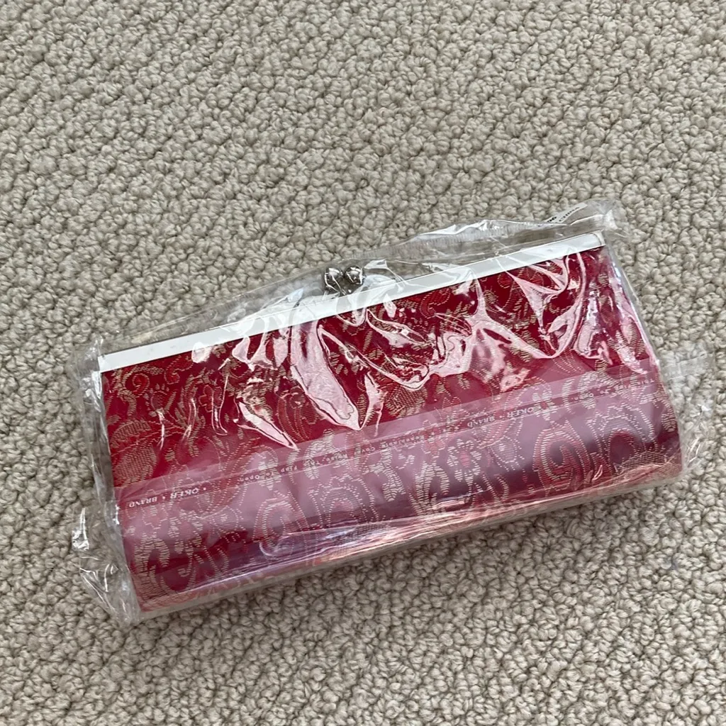 NEW Vintage Kiss Lock Bright Red Accordion Style Hard Case Snap Close Wallet - Image 2