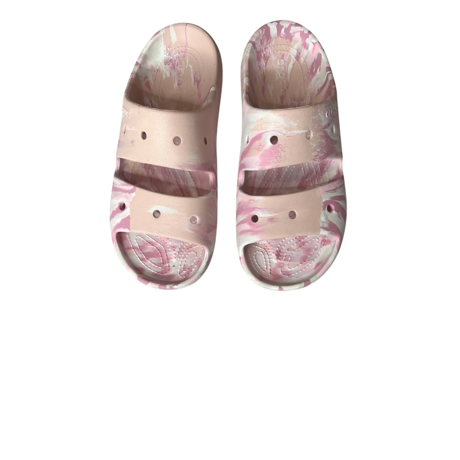 Crocs sandals size  unisex adult 11M pink/white  swirl  summer swimming casual - Image 2