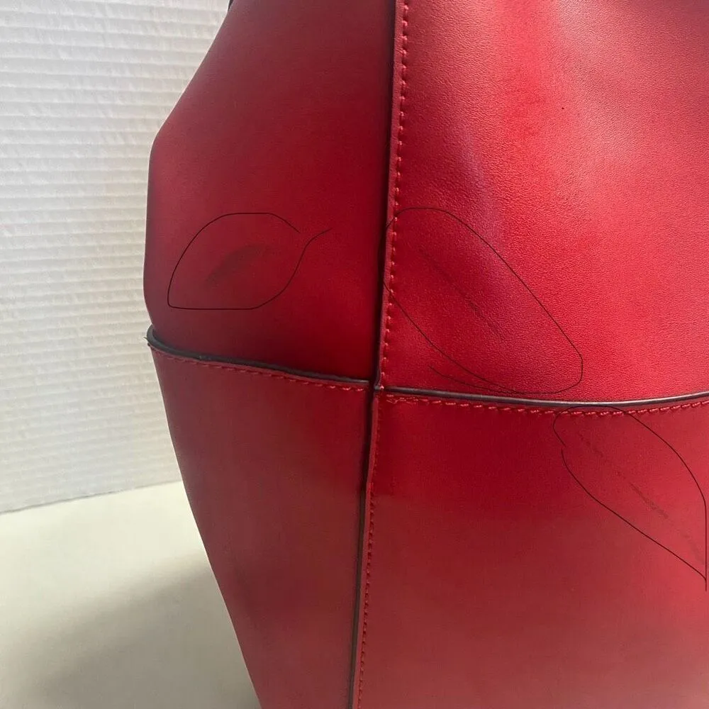 BOSTANTEN Women’s Leather Hobo Bucket Shoulder Bag Red 9X5X12 SEE DESCRIPTION - Image 6