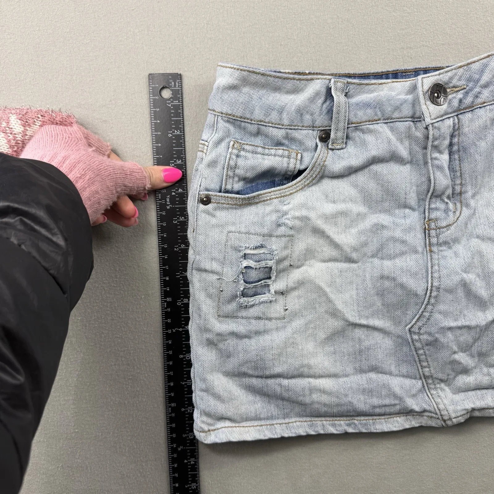 Vintage Y2K Juniors Limited Too Women's Denim Jeans Skirt Skort Size 14R - Image 7