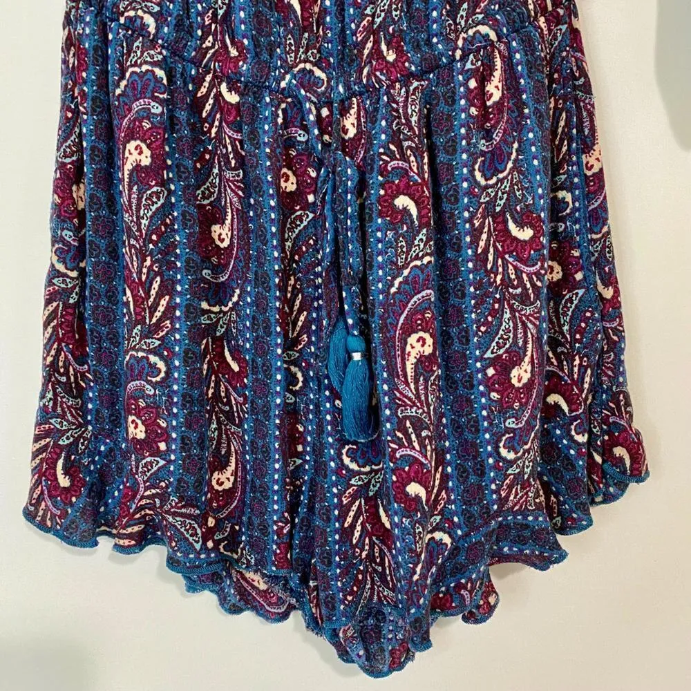 American Eagle Outfitters Womens Pocket Drawstring Romper Blue Boho Size XXS EUC - Image 3