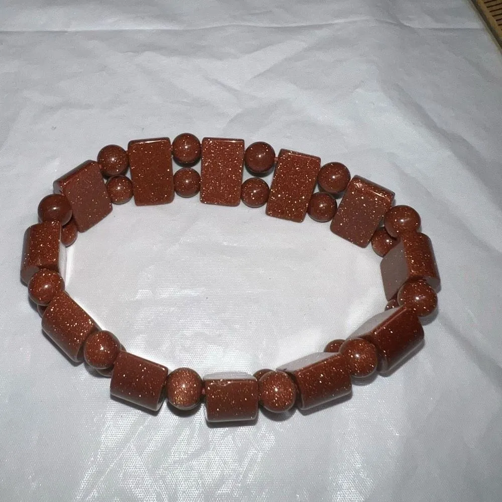 One Goldstone Tanker Bracelet, Goldstone Bracelet, Stretch Bracelet, Energy Brac Gold - Image 3