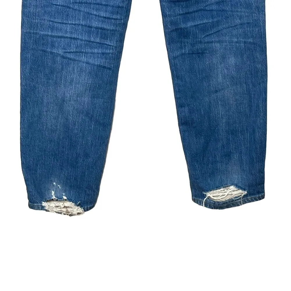Madewell Classic Straight Jeans Novello Wash Distressed Women’s Size 24 - Image 6