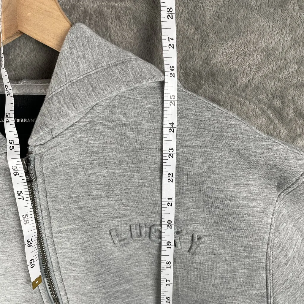 Lucky Brand LUCKY Zip Hoodie Women’s S Gray Full Zip Embossed Logo Soft Stretch - Image 5
