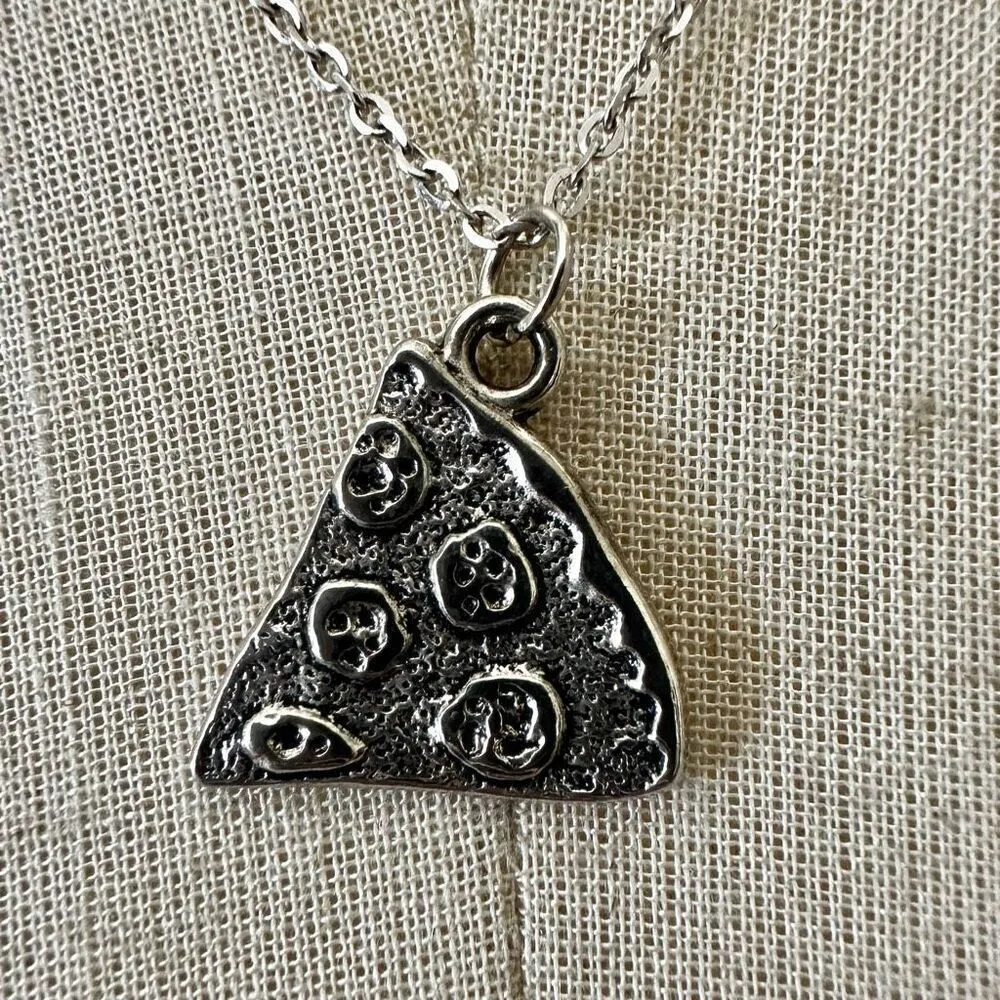 sterling silver pizza slice pendant necklace - Image 2