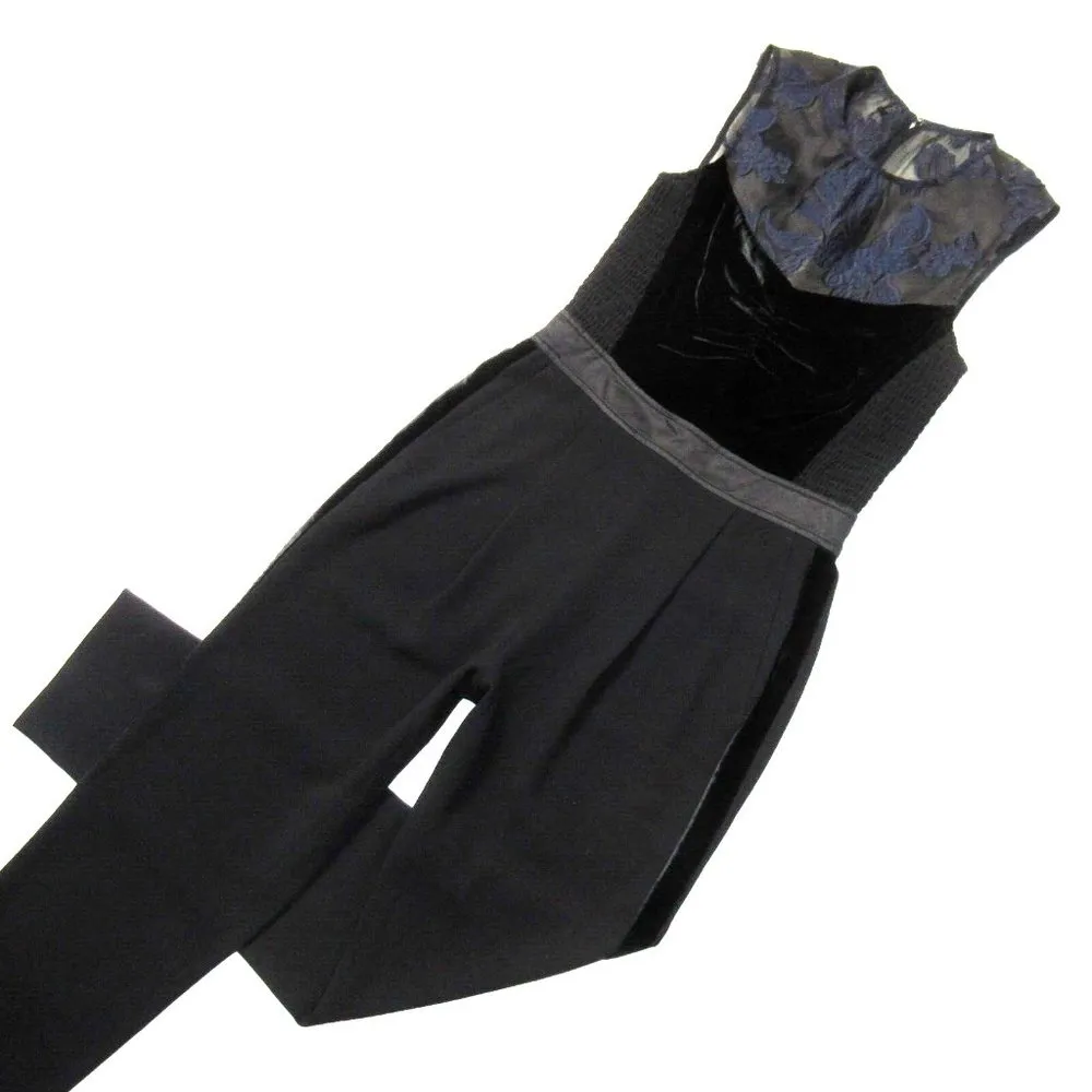 NWT Rebecca Taylor Velvet & Organza Floral Jumpsuit in Dark Violet Black 2 $525 - Image 5