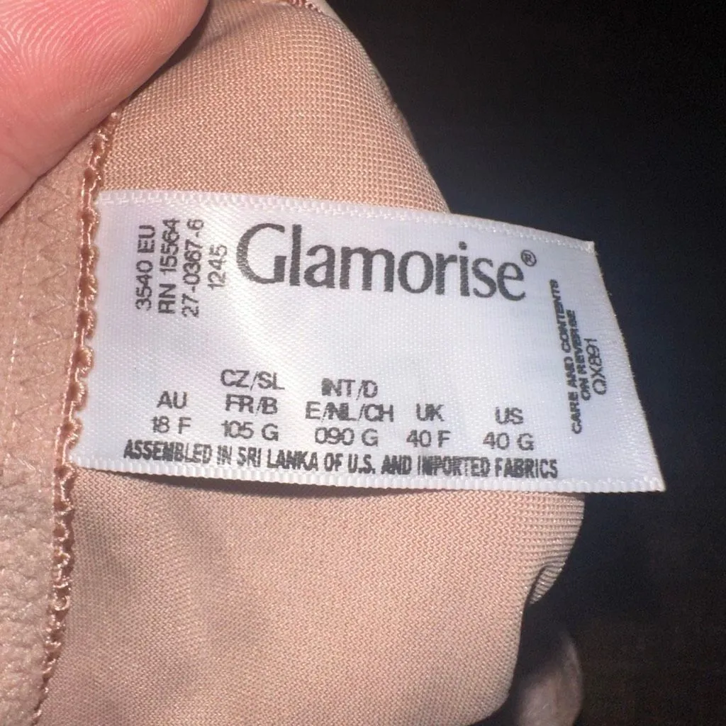 Glamorise nude Front Closure full figure 40G Lacy Bra Tan Size undefined - Image 3