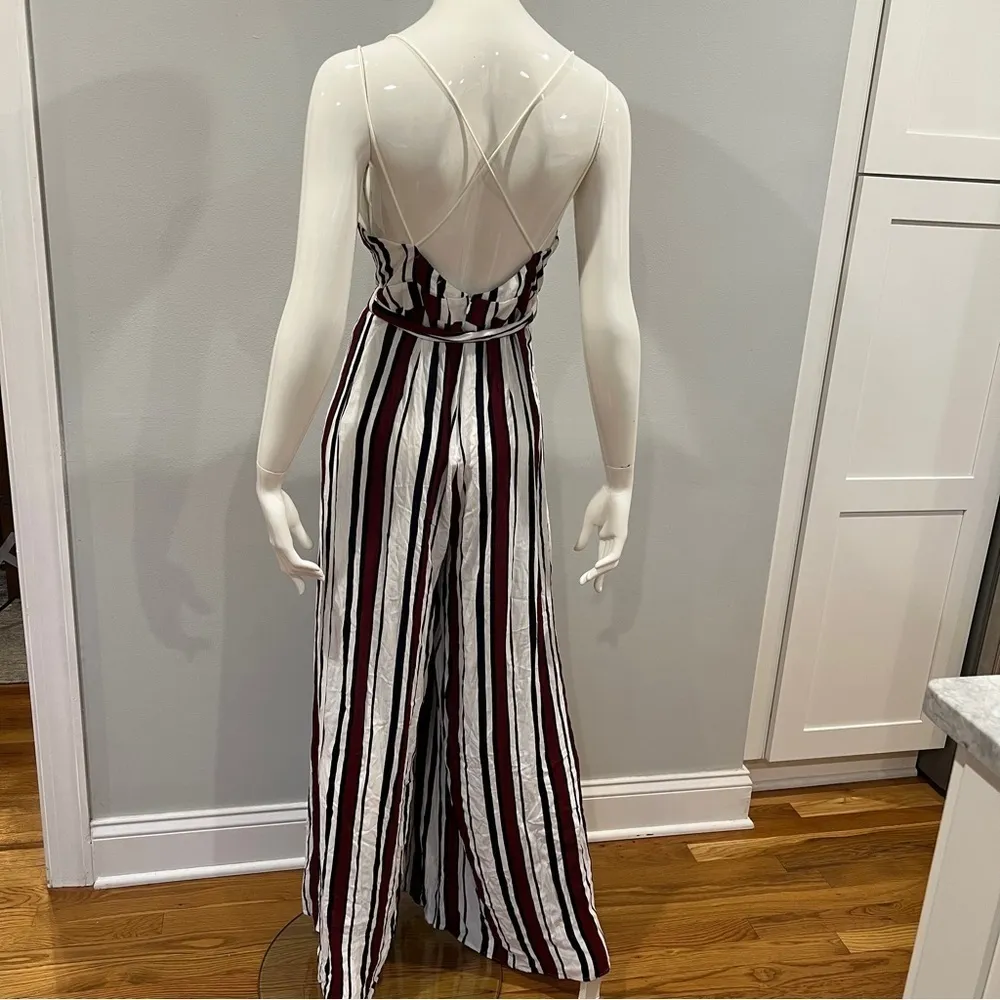 Robertson & Rodeo Feeling Fine Striped Jumpsuit Wine Red - Image 8