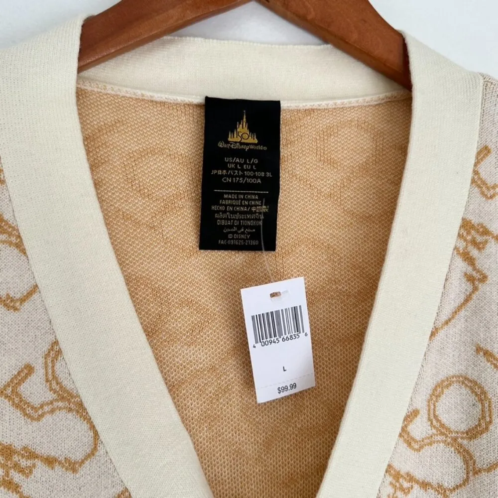 Disney Lux WDW 50th Anniversary Beige Gold Cardigan Size L - Image 2