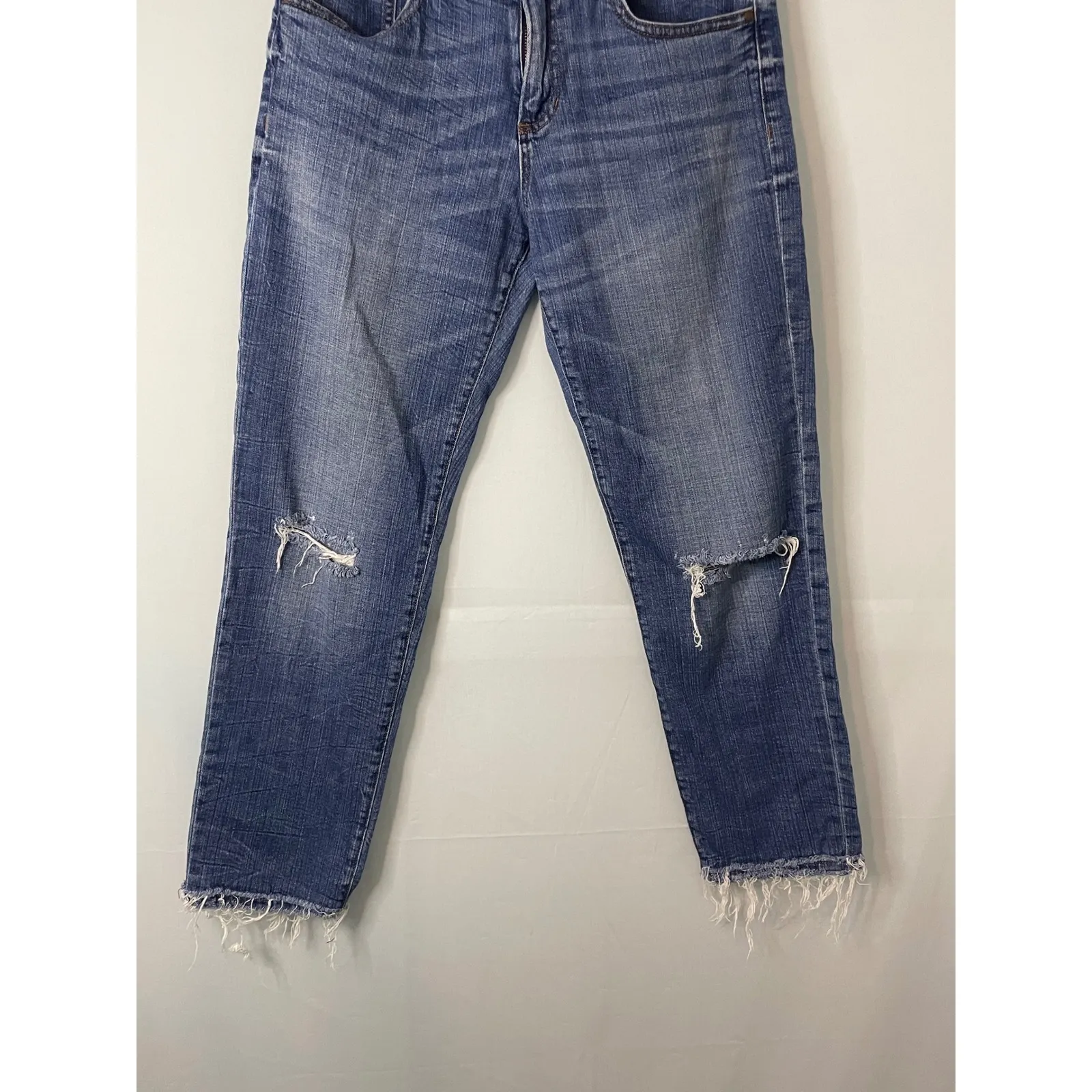 Banana Republic Premium Denim Boyfriend Jeans Distressed Frayed Hem Blue Size 26 - Image 5