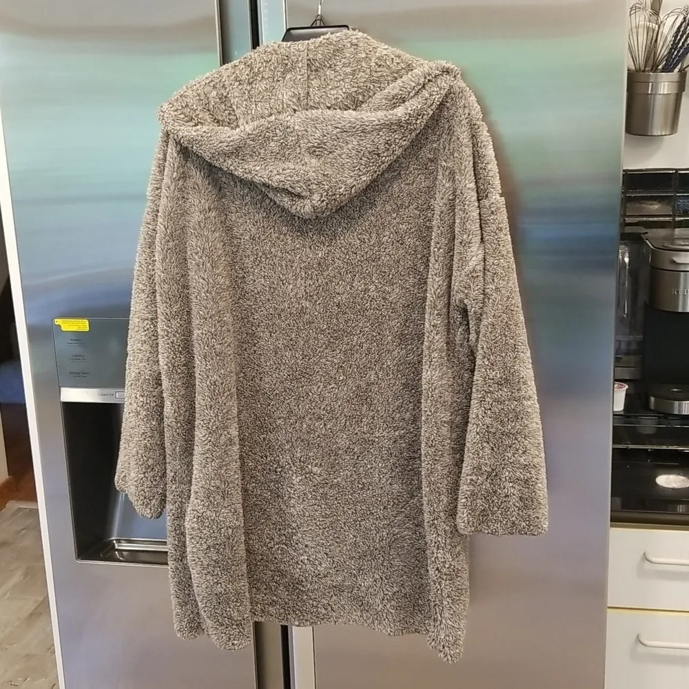 đź’•PJ SALVAGEđź’• Soft Fuzzy Hooded Cardigan Robe ~ Light Brown Medium M - Image 2