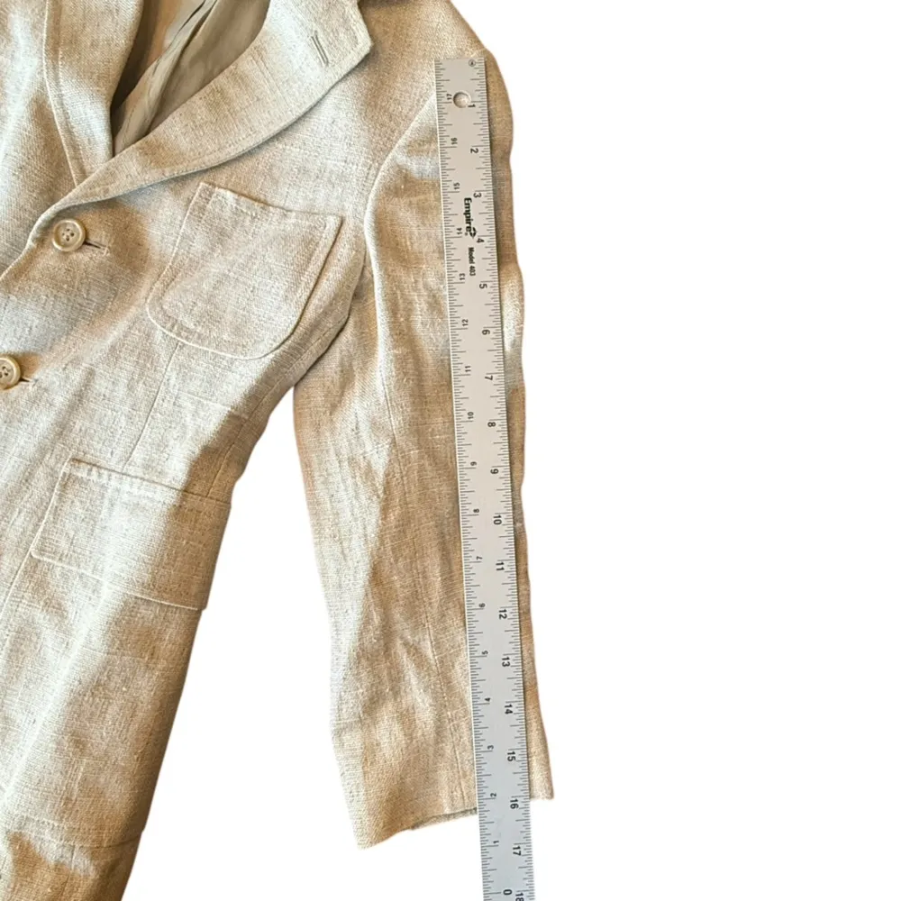 Polo Ralph Lauren Vintage Tweed/Linen Blazer Women’s 10 – Beige Made in USA ‘80s - Image 15