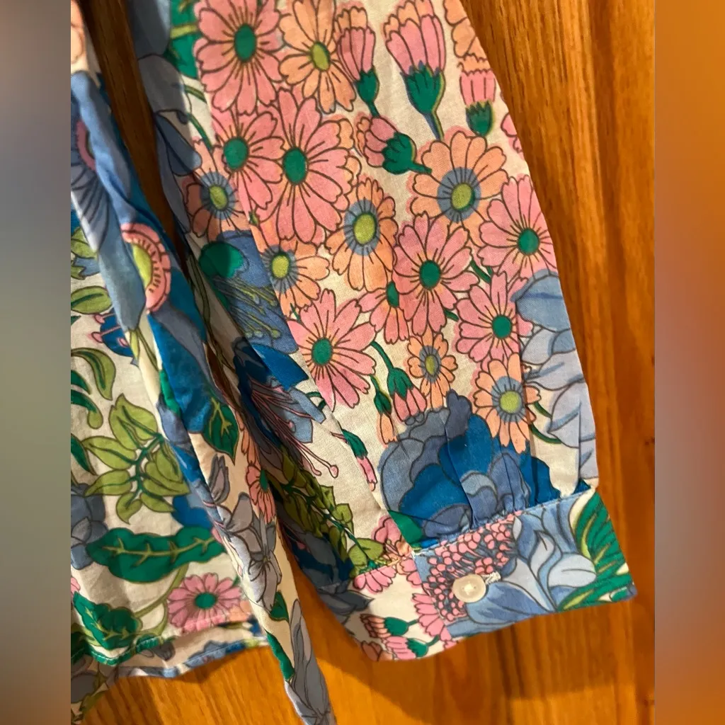 J.Crew Cotton‎ Tie-Front Gathered Sleeves Ruffle Top in Fairy Floral Size XS - Image 10