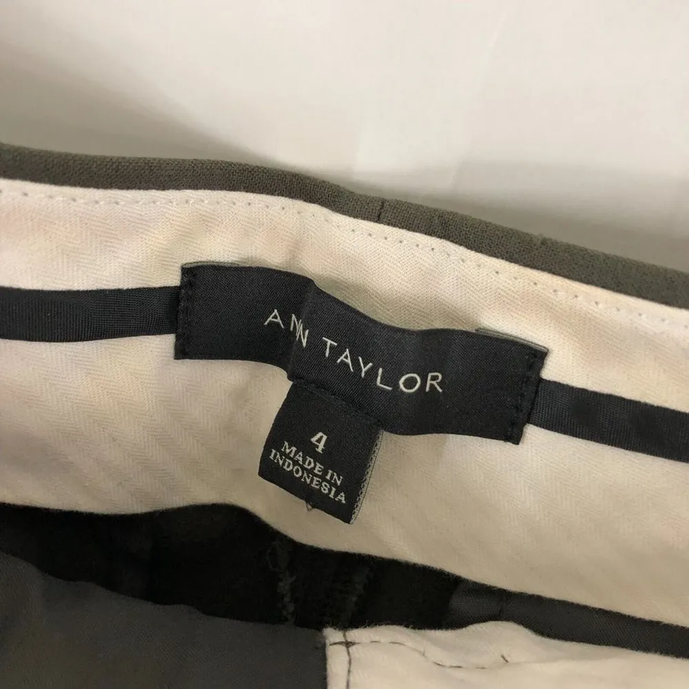 Ann Taylor Womens Dress Pants Devin Tailored Ankle Cotton Stretch Olive Green 4 - Image 3