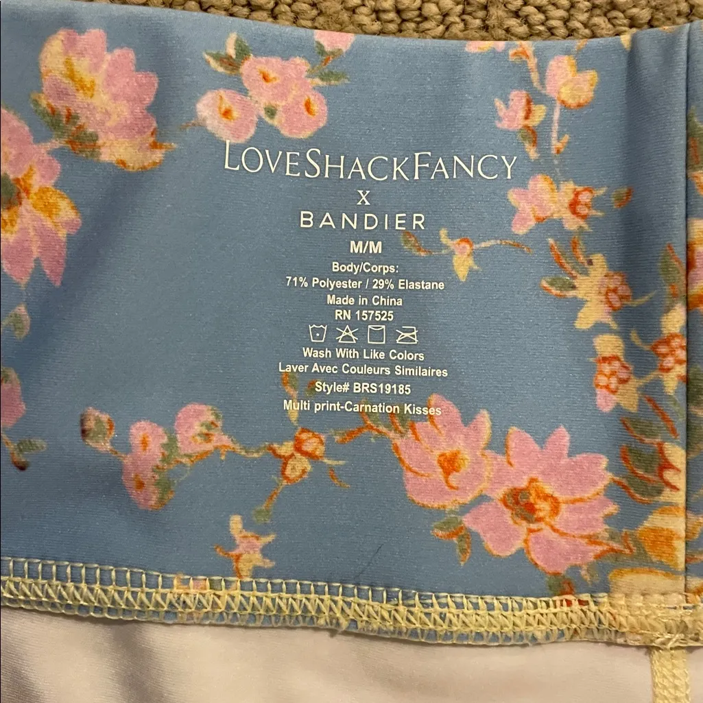 LoveShackFancy Blue and Pink Floral Leggings - Image 2