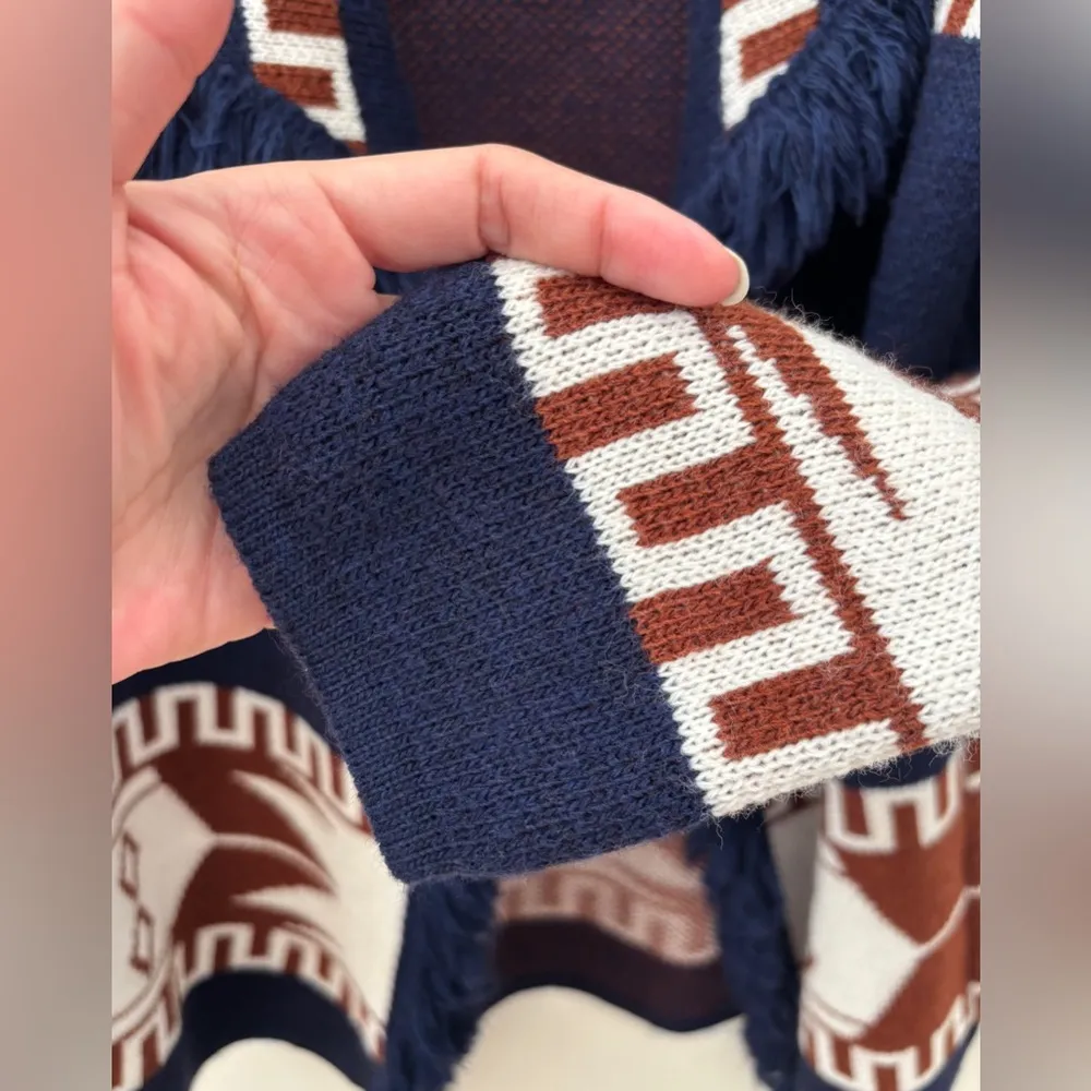 CocoGio Fringe Knit Cardigan Women’s S Blue Multi - Image 5