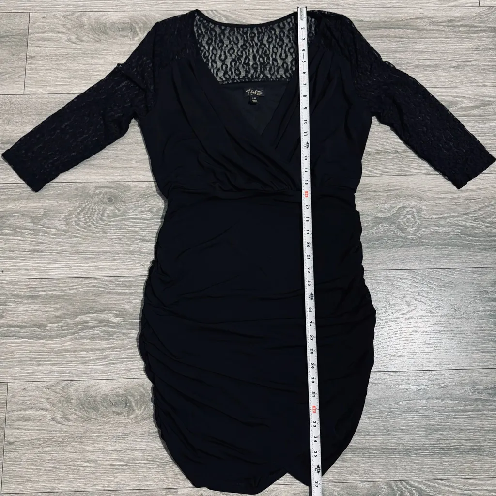 Thalia Sodi Women Black Lace Long Sleeve V-Neck Stretchy Whymsigoth Dress Size L - Image 9