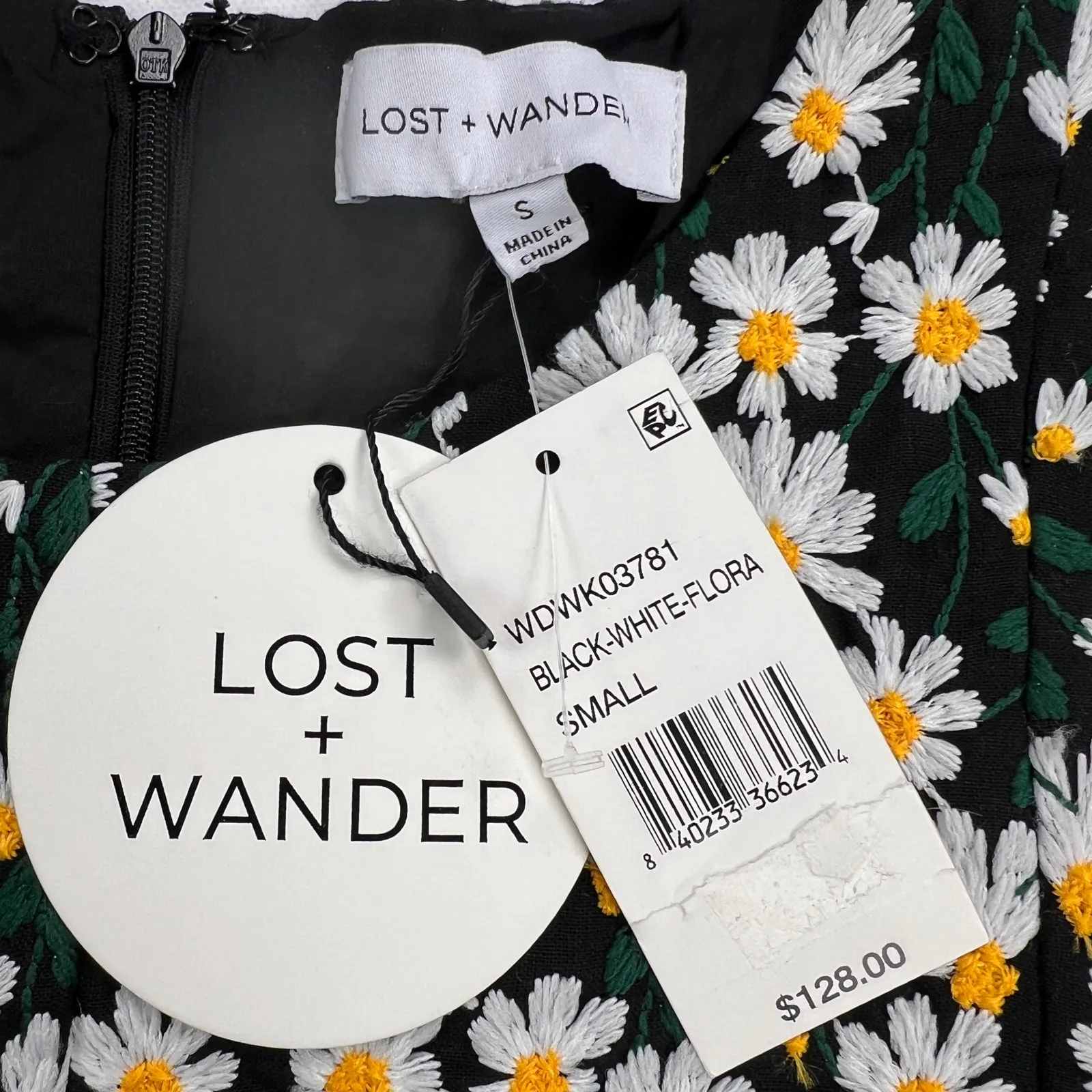 Lost + Wander Chamomile Hills Mini Shift Dress Embroidered Daisies NEW Size S - Image 2