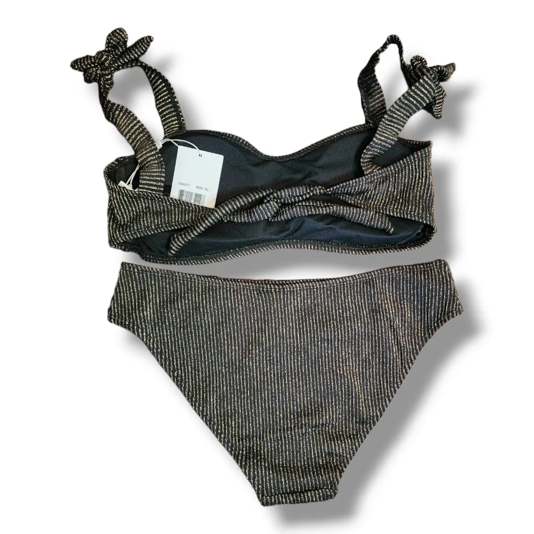 Ingear Black & Gold Metallic Striped Bikini Set – XL - Image 3