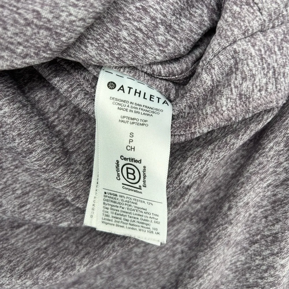 Athleta Uptempo Long Sleeve Heathered Top Curved Hem Shirt Purple Small - Image 6