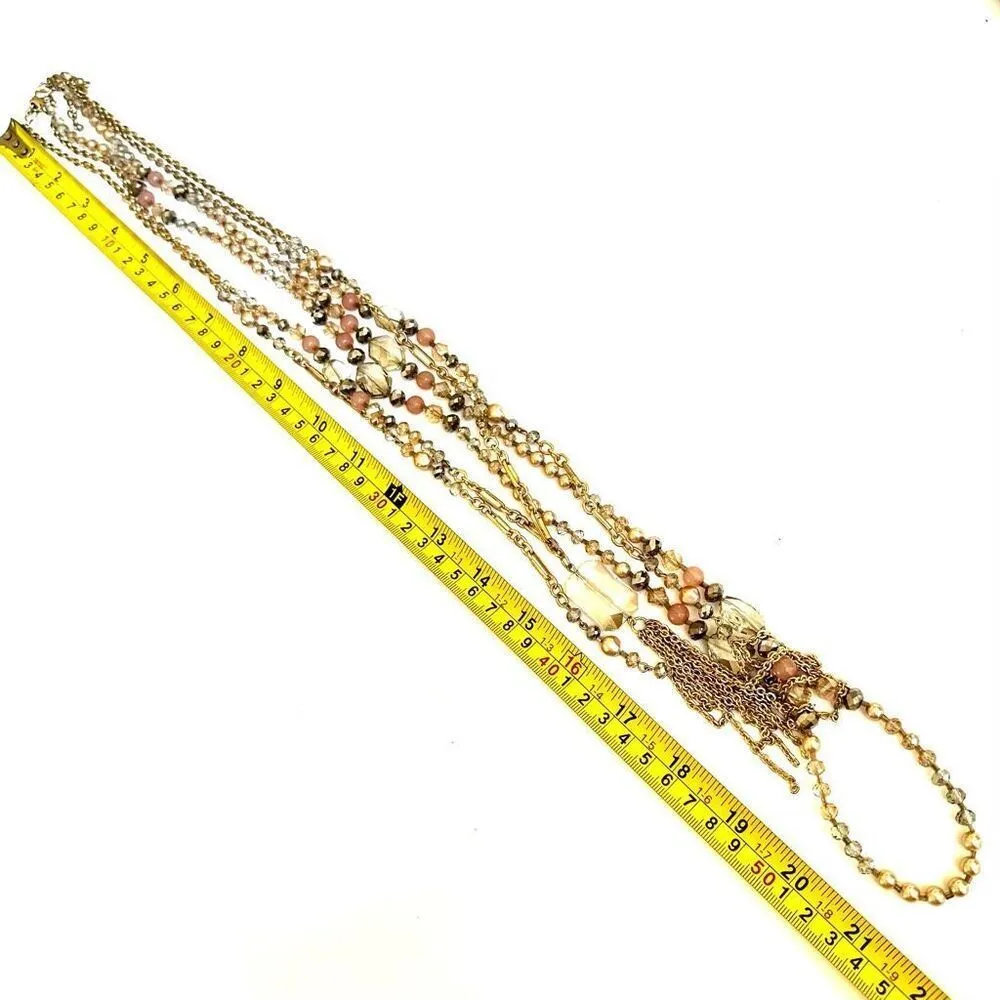 White House Black Market multi strand detachable gold tone tassel necklace - Image 5