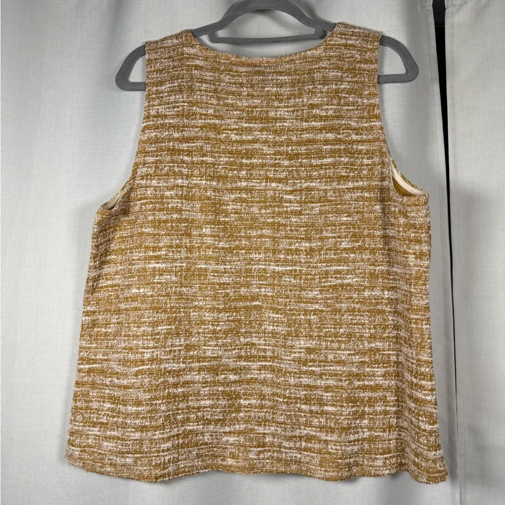 W5 Mustard Yellow and White Textured Knit Sleeveless Button Up Vest - Image 2