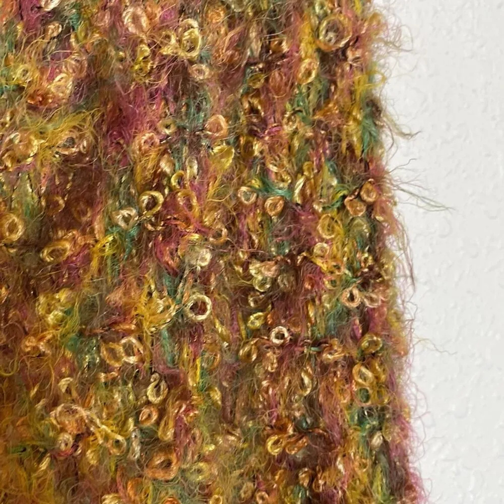 Handmade Soft Colorful Knit Scarf EUC OS Fuzzy Soft Boucle - Image 3