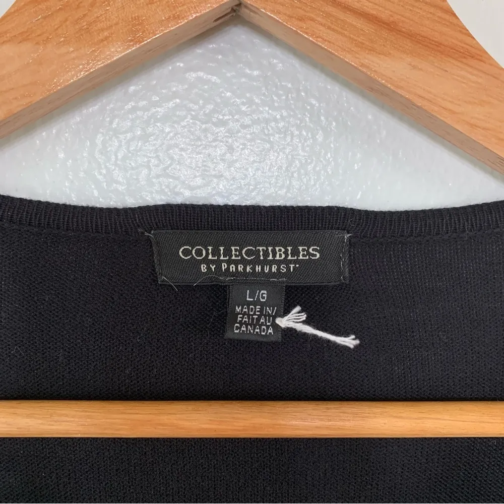 Collectibles By Parkhurst Lon Sleeve Cotton Sweater Dress Size L Black Size L - Image 3