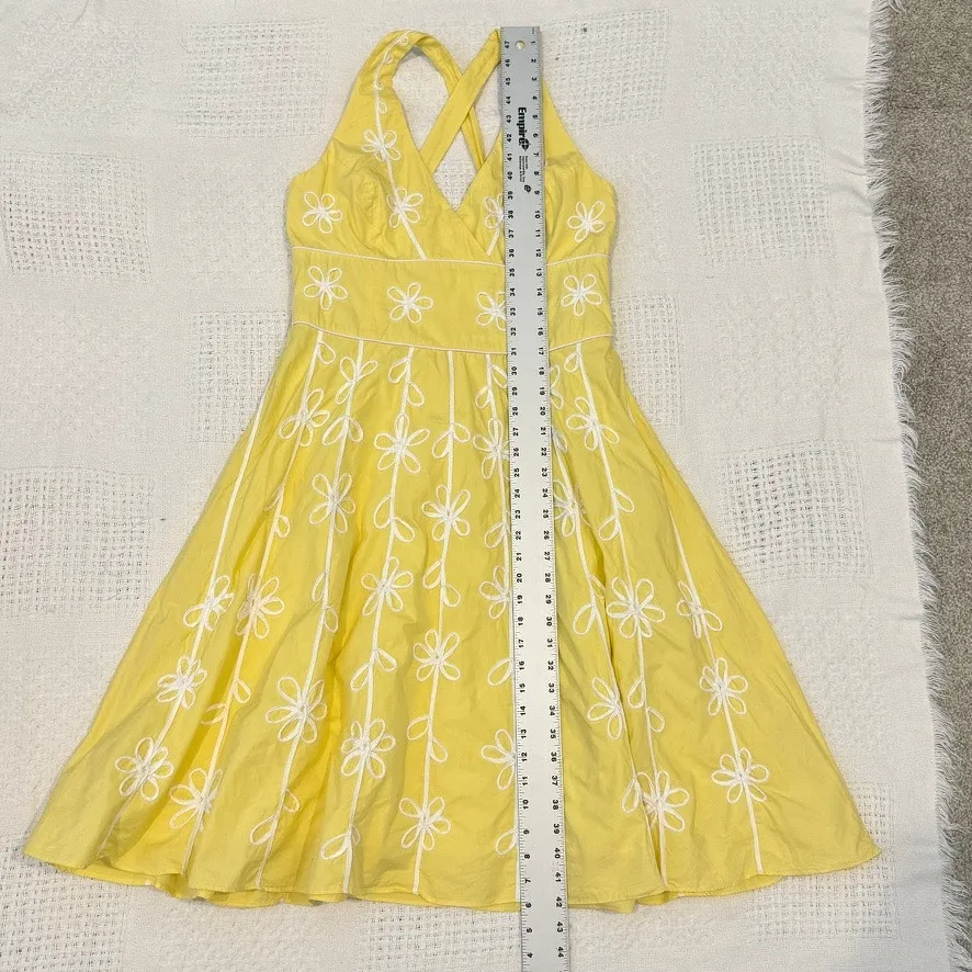 Lilly Pulitzer 12 embroidered floral V neck halter dress D1 2875 - Image 4