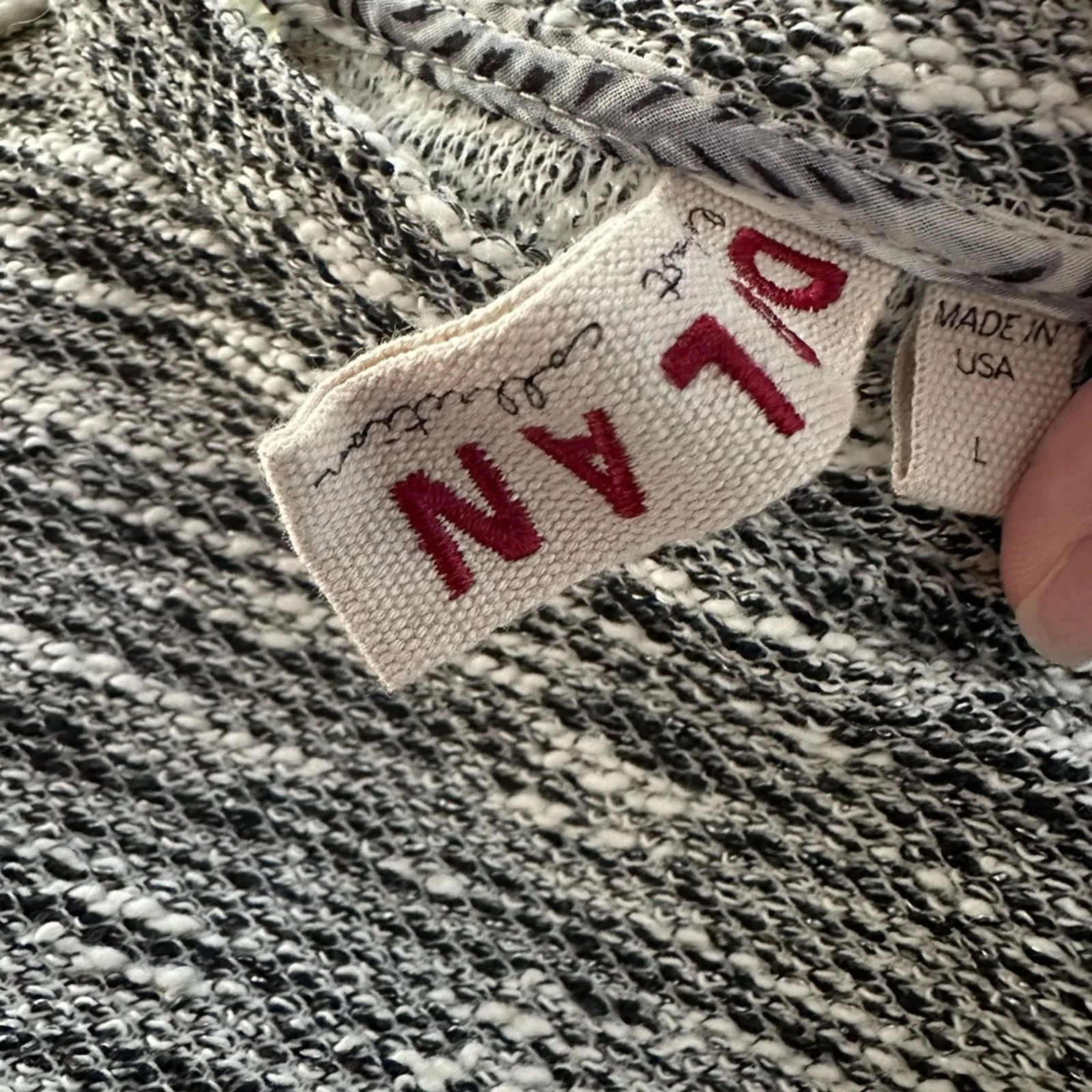 Dolan Bell Sleeve Sweater Grey Ivory Knit Varsity Y2K 90s College Colorblock Gray Size L - Image 4