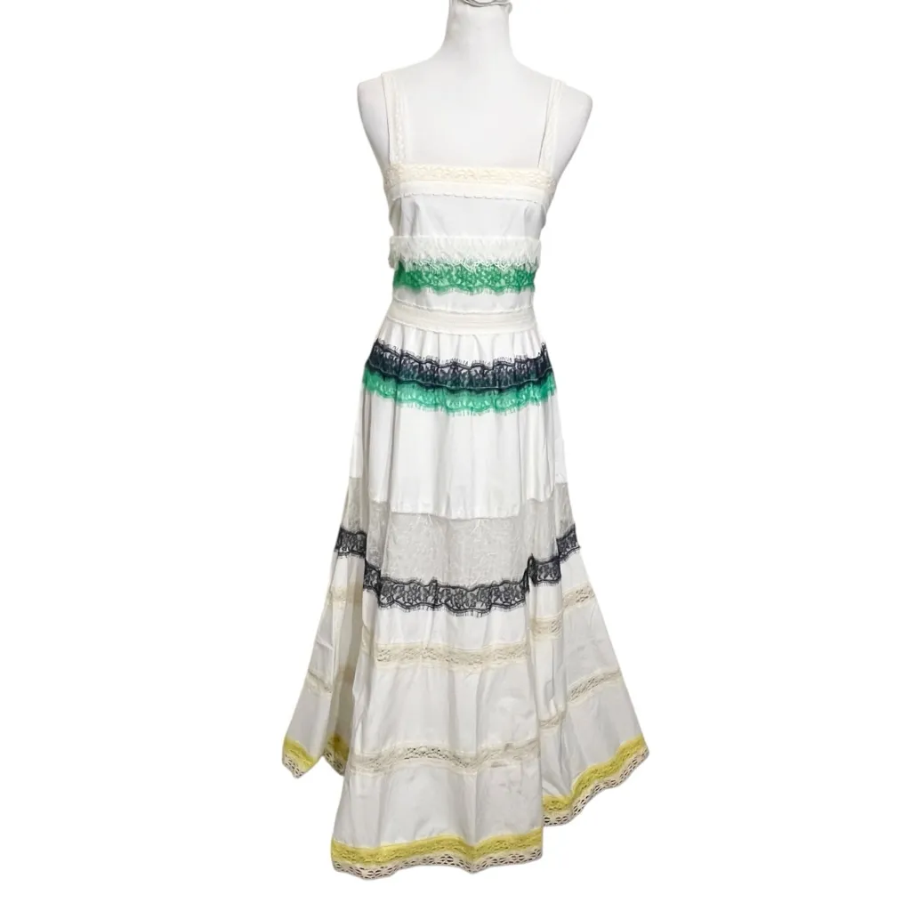 Stellah White Maxi Dress Women’s Small Lace Trim Multicolor Sleeveless - Image 2
