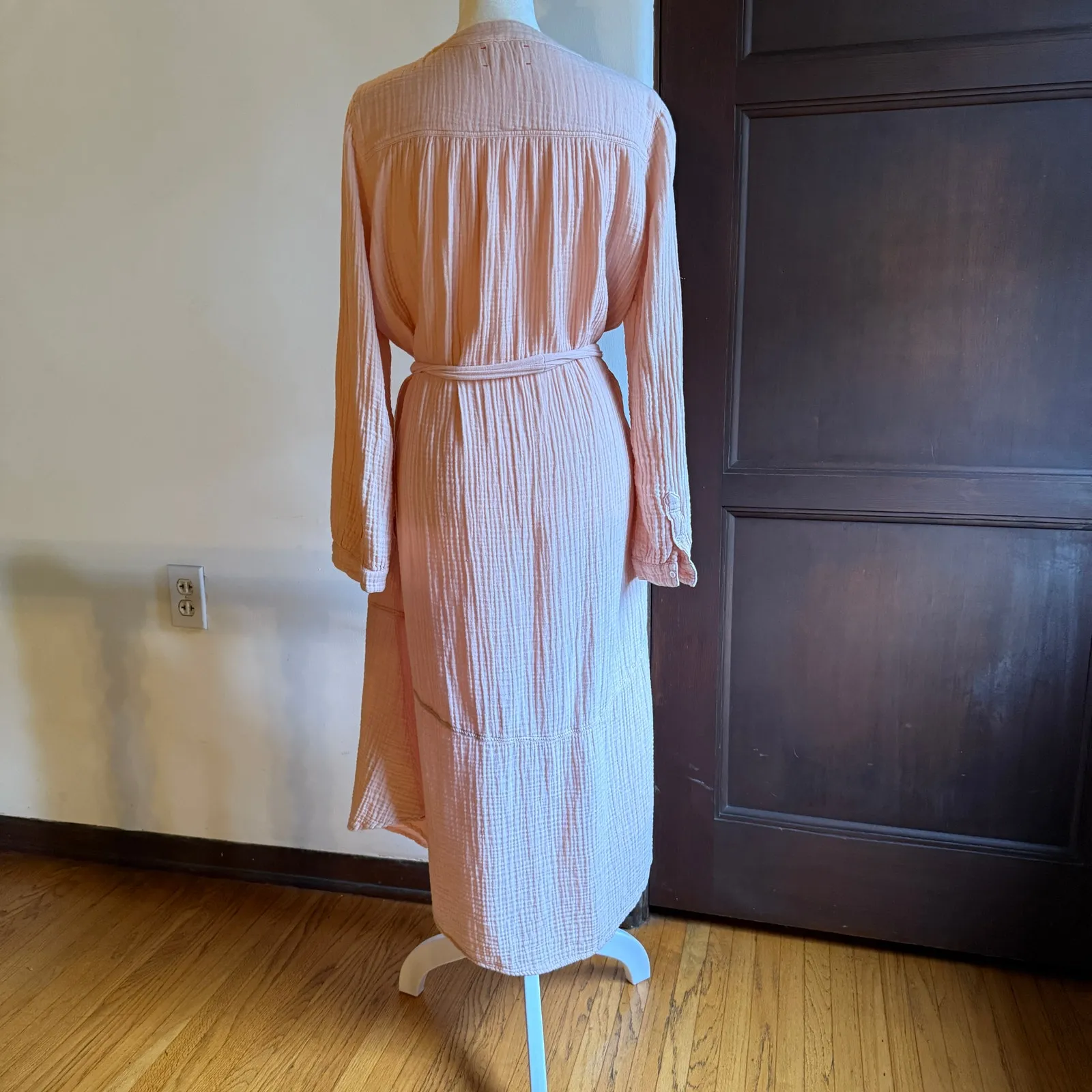 XIRENA | Opal Pink Double Gauze Long Sleeve Midi Dress Extra Small Size XS - Image 5