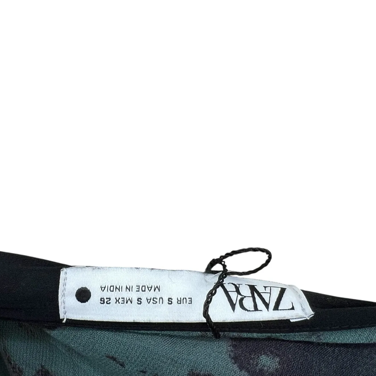 Zara Maxi Dress Tie Dye Printed Chiffon‎ Beaded Straps Green Size Small - Image 16