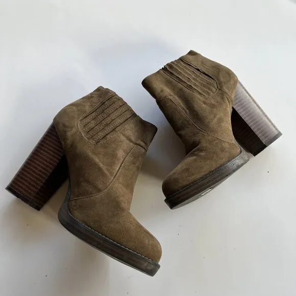 ZARA‎ SUEDE STACK CHUNKY HEELED ANKLE BOOTS BOOTIES - Image 2