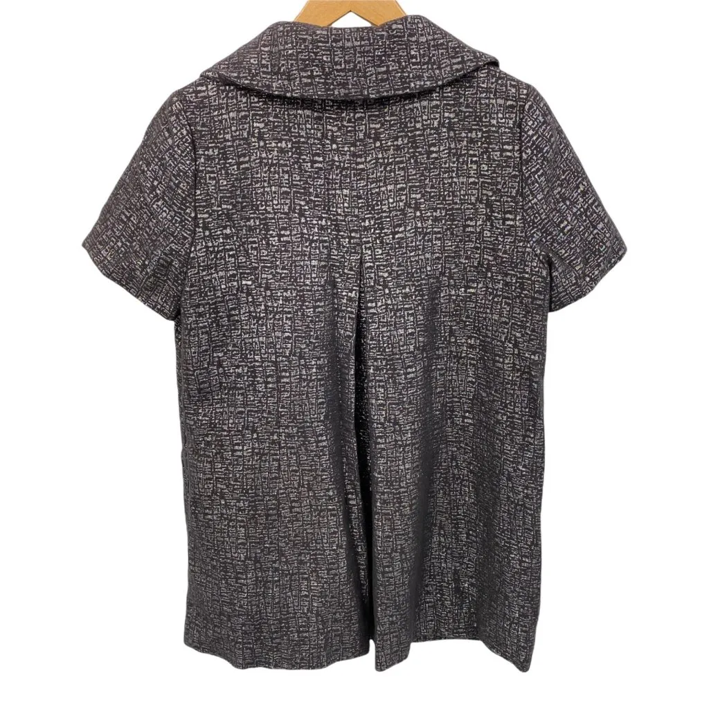 Adrienne Vittadini Sweater Womens 4 Black Metallic Single Button Brooch Pockets - Image 2