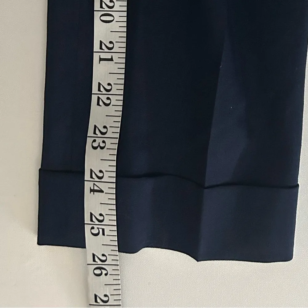 Club Monaco Navy Blue Italian Tropical Wool Cuffed Hem Straight Leg Pants Size 0 - Image 7