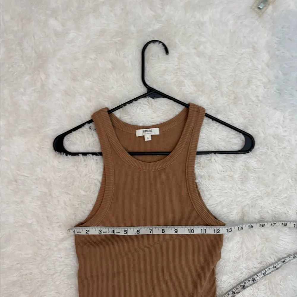 Agolde Tan Ribbed Bailey Tank Top Size S - Image 10