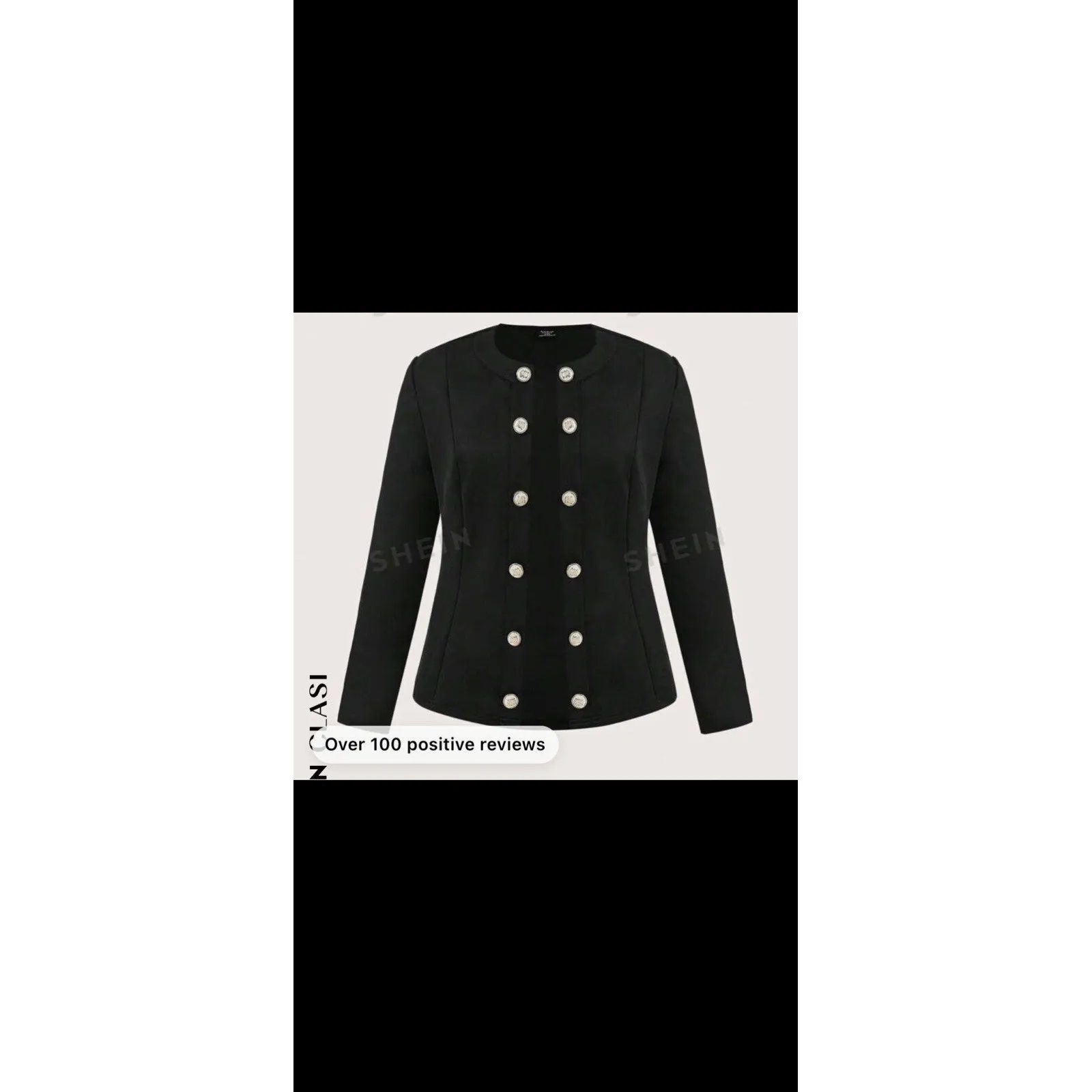 NWOT Women's Junior Blazer Jacket‎ Cover With Faux Buttons Black Casual Workwear Size 4X - Image 6