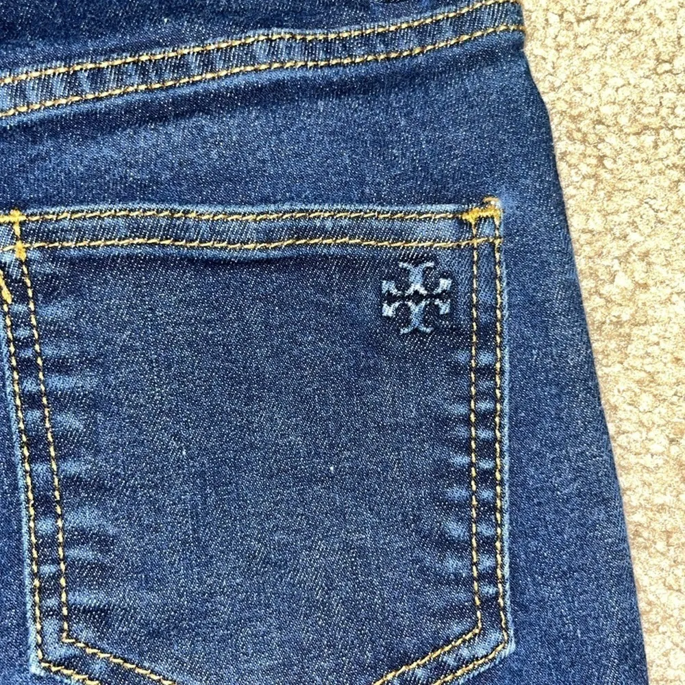 Tory Burch Button Fly High Waisted Ankle‎ Jean Dark Wash Blue 24 - Image 8